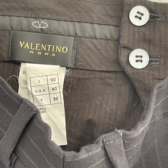 Valentino Black Wool Pinstriped Dress Pants - Picture 11 of 13